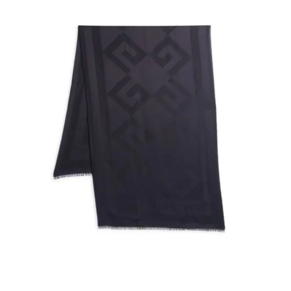 Givenchy Charcoal Black Woven Monogram Silk-Blend Scarf - Picture 6 of 6